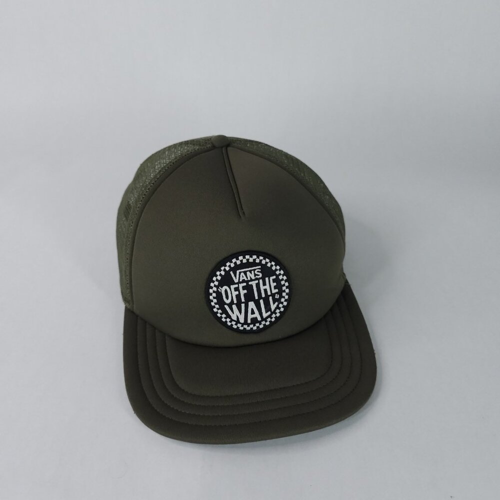 Vans Hat Cap Snap Back Green Mesh Trucker Patch Off The Wall Skateboard Mens
